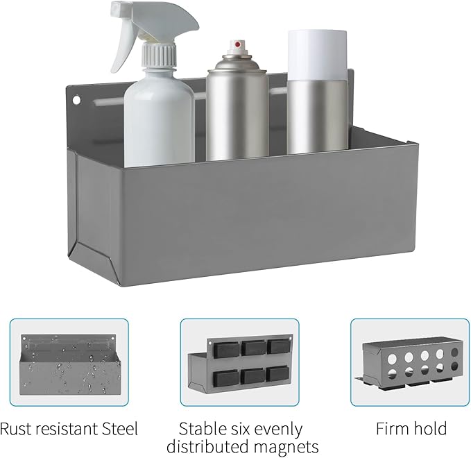 Magnetic Aerosol Spray Can Holder, Magnet Toolbox Bottle Holder, Tool Box Storage Rack for Garage and Home, Craft Workspace, Mechanic Paint Bottle Can Organizer, Silver, 3"x8.3"