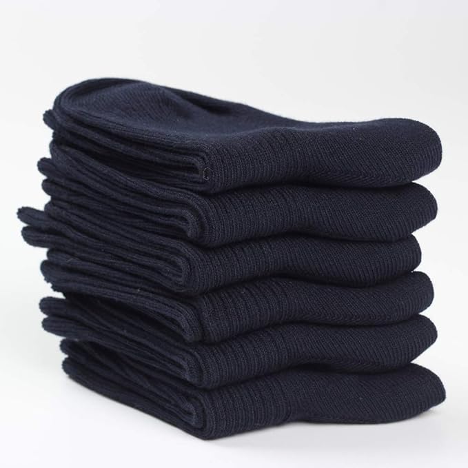 COTTON DAY Unisex Little Kids Youth Boys Girls Soft Cotton Crew Dress Socks Seamless Toe Black White Gray Navy 6 Pack