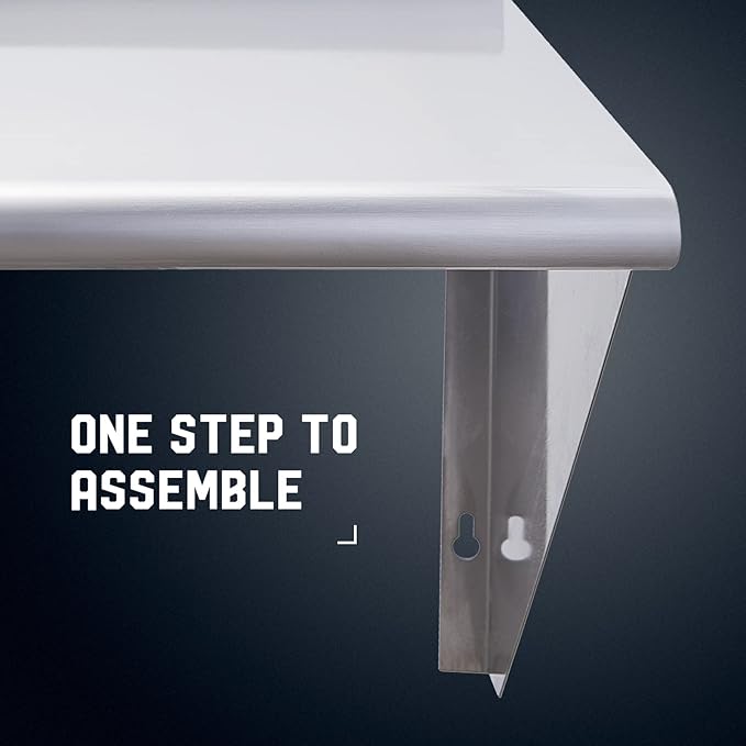 Profeeshaw NSF Stainless Steel Shelf 18” x 24”, 300 lb Commercial Shelves Wall Mounted Metal Shelving with Backsplash and 2 Brackets for Restaurant, Bar, Utility Room, Kitchen and Garage