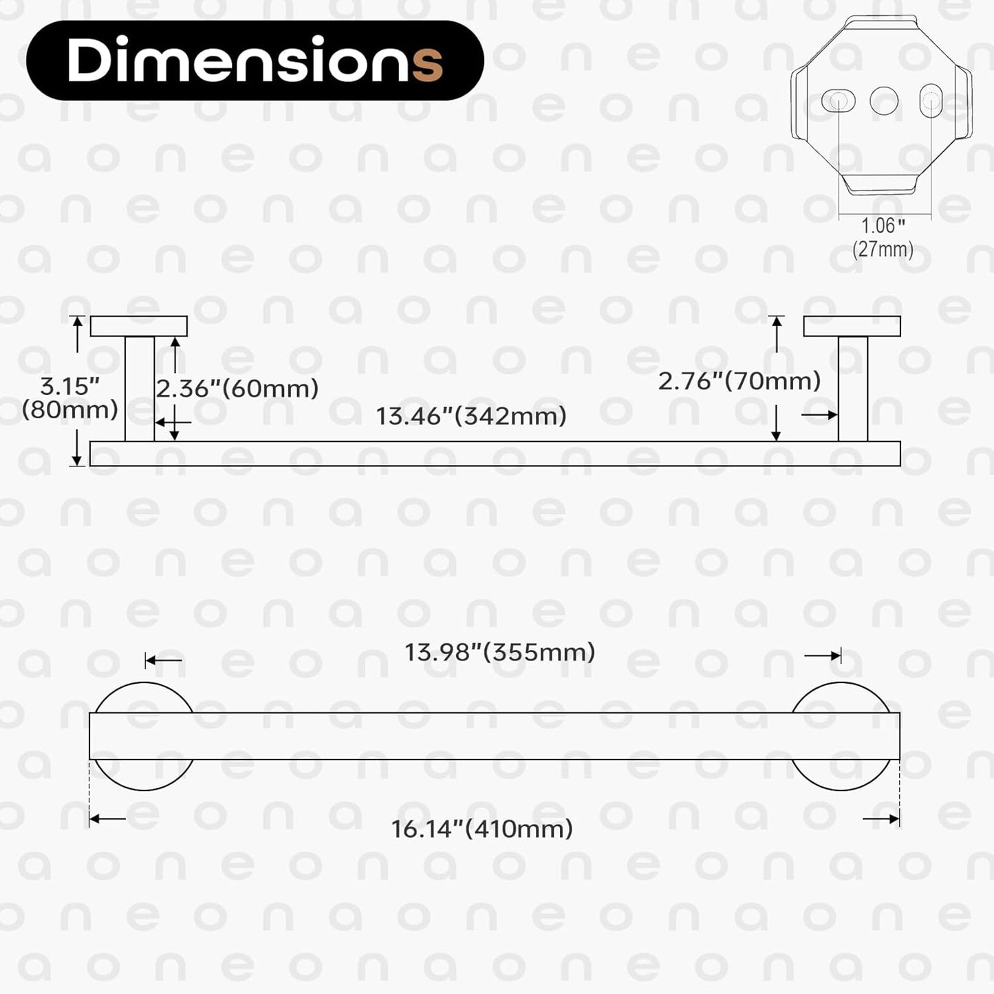 16 Inch Bathroom Towel Bar Bath Towel Rack Kitchen Towel Holder Towel Hanger Wall Mounted SUS304 Stainless Steel Oil Rubbed Bronze AN4001ORB-L16