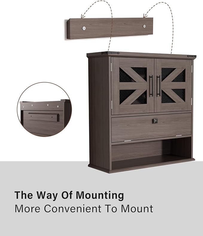 Bathroom Wall Cabinet with 2 Door Adjustable Shelves, Over The Toilet Storage Wall Mounted Medicine Cabinets for Bathroom Laundry Room