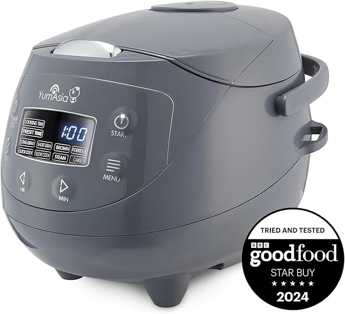 Yum Asia Panda Mini Rice Cooker With Ninja Ceramic Bowl and Advanced Fuzzy Logic (3.5 cup, 0.63 litre) 4 Rice Cooking Functions, 4 Multicooker functions, Digital LED display - 120V
