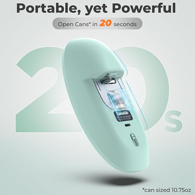 Ultrablde SE - USB Rechargeable Electric Can Opener for Kitchen for Seniors with Arthritis- Cordless Battery Powered Automatic, Side Cut, Smooth Edge, Handsfree, for Small or Large Cans, Teal