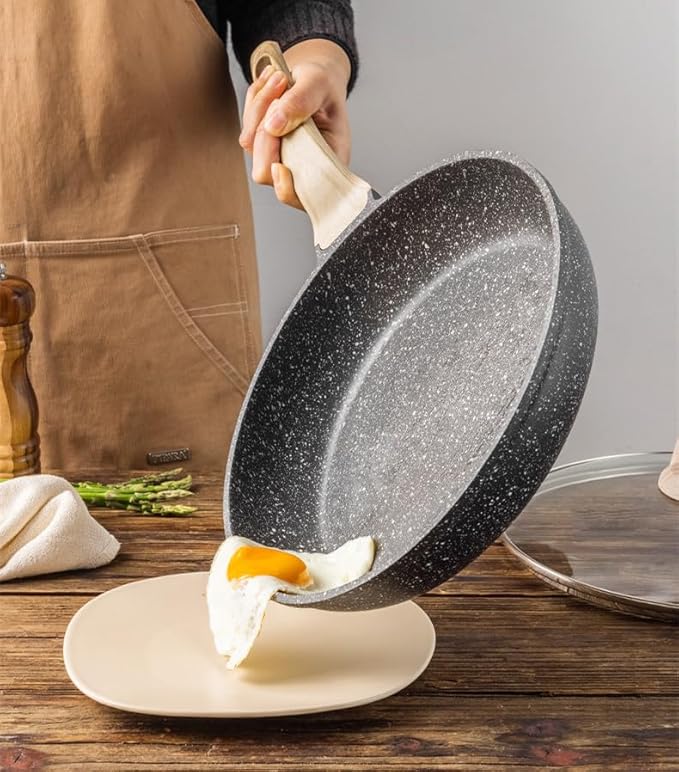 9.5 inch Nonstick Frying Skillet, Granite Coating Omelette Pan, 100% PFOA Free, Healthy Nonstick Stone Frying Chef's Skillet