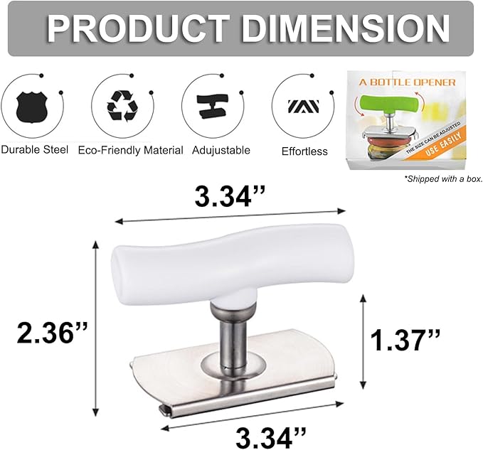 Jar Opener for Weak Hands, Adjustable Effortless Arthritis Twist Lid Can Bottle Opener Kitchen Accessories for Seniors, Stainless Steel