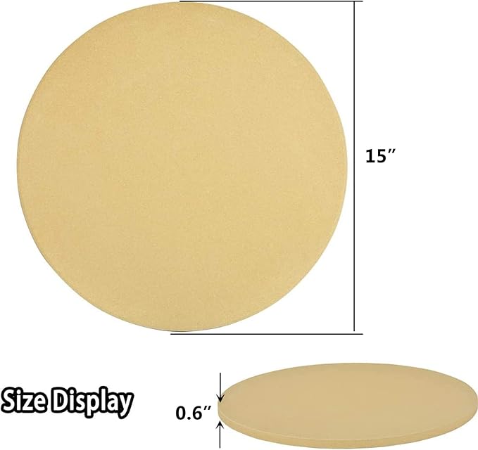 Onlyfire Heavy Duty Ceramic Pizza Grilling Stone, 15" Round Baking Stone for Best Crispy Crust Pizza, Perfect for Oven, BBQ and Grill, Thermal Shock Resistant