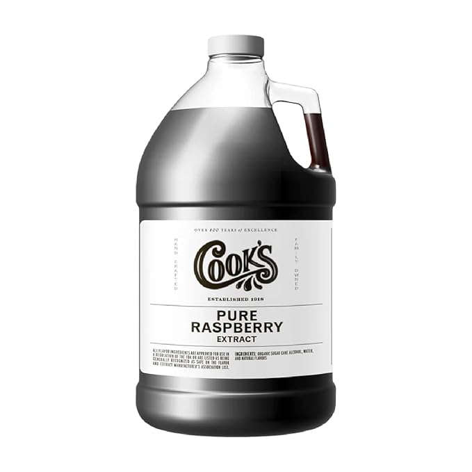 Cook's, Pure Raspberry Extract for Tarts, Pies, Fillings, Candies, and Syrup, 128 Ounces (1 Gallon)