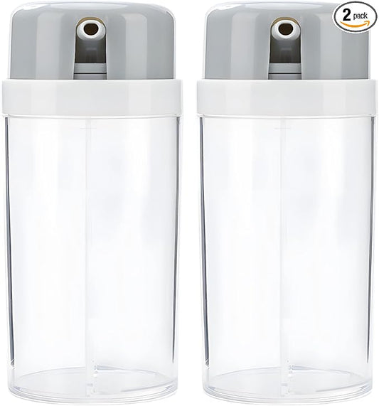 2 Pcs 2-in-1 Plastic Spice Containers, Leak-Proof Seasoning Dispensers for Oil, Soy Sauce, Vinegar, with Adjustable Pour Spouts, Transparent, Space-Saving Design, 180 ml Capacity
