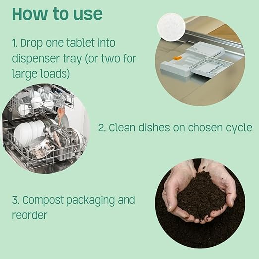 Dishwasher Tablets (80 Count, 2 Packs): Fragrance-Free, PVA-Free, Compostable Packaging, Leaping Bunny Certified, Powerful Cleaning, Eco-Friendly & Cruelty-Free, Women-Owned Business