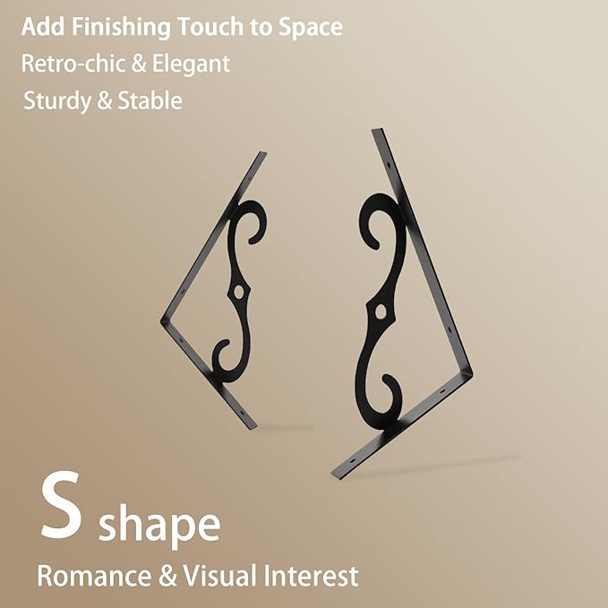 DINZI LVJ Deep Floating Shelves, 16" W x 12" D Wall Shelves Set of 2, Wide Display Shelf Wall Mounted with Brackets, Easy-to-Install Wall Bookshelf for Living Room, Bathroom, Bedroom, Rustic Brown