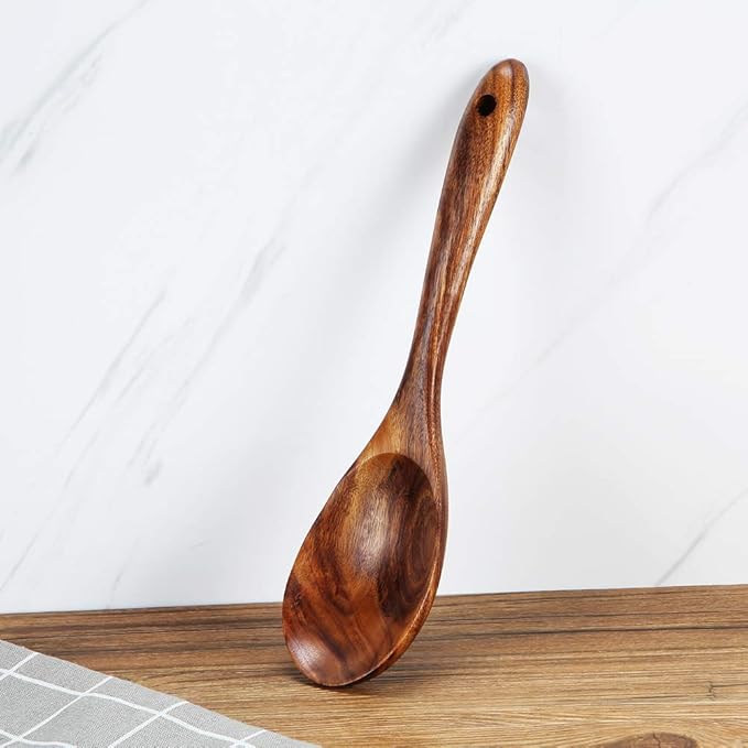 KALINCO Wooden Acacia Salad Servers with Salad Spoon and Fork Set Cooking Utensils for Kitchen (Natural Handmade Cookware) (salad servers)