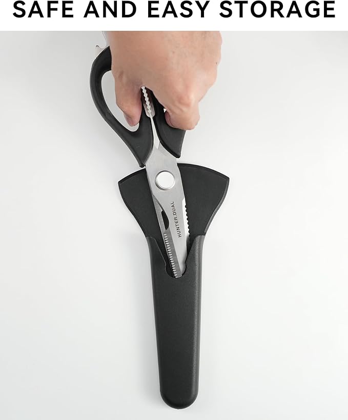 Kitchen Scissors for Food, HUNTER.DUAL Heavy Duty Come Apart Poultry Shears for Cooking, All Purpose for Cutting Chicken, Meat, Fish & Vegetables (Black, 8.97 Inch)