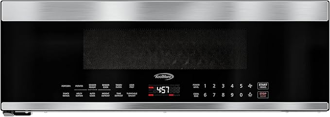 KoolMore KM-MLPOT-1SS 30 Inch Over-The-Range Low Profile Microwave, Built-in, 10 Levels, 13.5” Glass Turntable, 1000-Watt Power, Advanced Air Vent, and Heat Circulation, 30 in/1.2 Cu. Ft, Silver