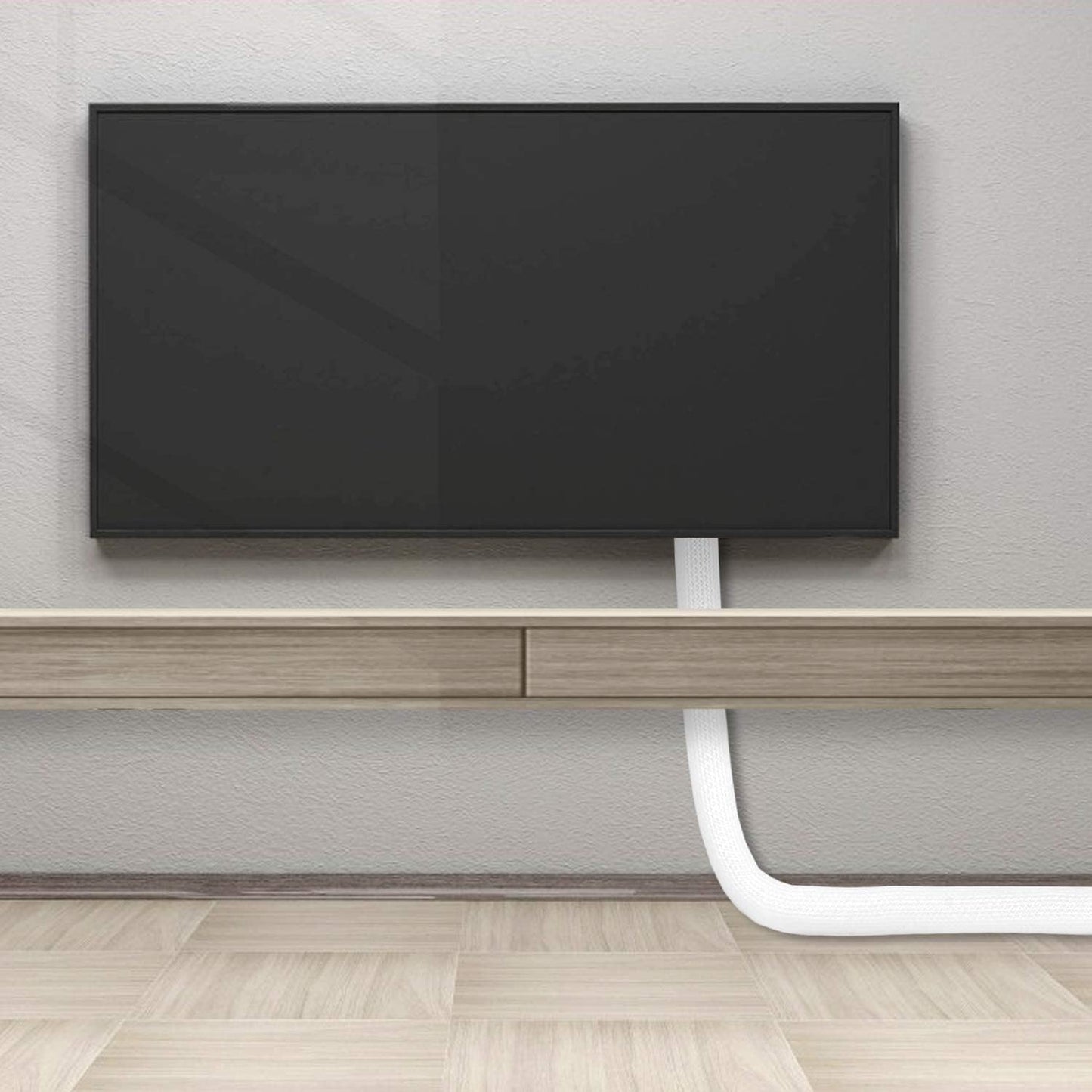 6.6ft - 1.2 inch White Cable Sleeve, Cable Organizer for Desk PC TV Computer, Wire Protector Cable Wrap Cover, Cord Management for Home Office