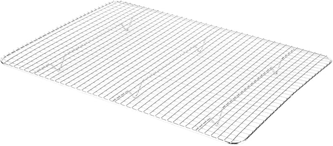 Restaurantware Met Lux 11.8 x 16.9 Inch Wire Baking Rack 1 Heavy-Duty Oven Wire Rack - Fits Half Size Sheet Pan Dishwashable Stainless Steel Cooling Rack Elevated Feet Oven-Ready Up To 575F