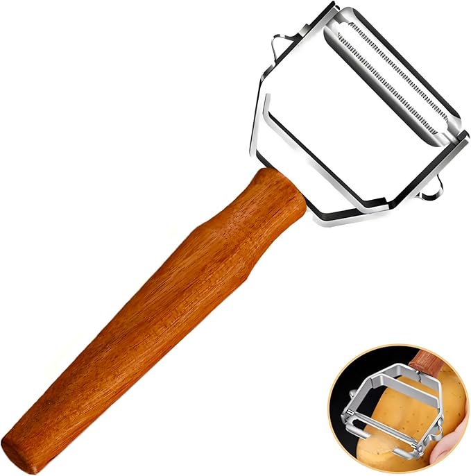 Vegetable Peeler, Stainless Steel Y-Shaped Blade with Wooden Handle, Multi-Purpose Kitchen Tool for Fruits and Vegetables, 6.3 Inches