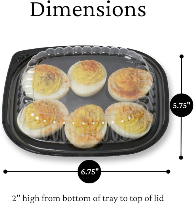 16 Pack - Disposable Deviled Egg Containers with Lid – Plastic Deviled Egg Trays – For 6 Egg Halves