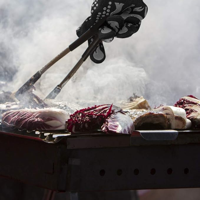 Comsmart BBQ Gloves, 1472F Heat Resistant Silicone Non-Slip Oven Mitts, Long Kitchen Gloves Perfect for Grilling, Cooking, Baking, Cutting