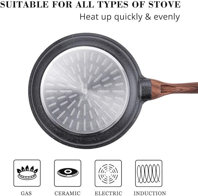 SENSARTE Nonstick Frying Pan Skillet, Swiss Granite Coating Omelette Pan, Healthy Stone Cookware Chef's Pan, PFOA Free (8/9.5/10/11/12.5 Inch) (11 Inch)