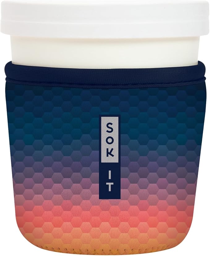 Sok It IceCreamSok Insulated Neoprene Cover (Hexagon Sunset, Tapered Ice Cream Pints)