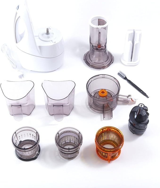 Cold Press Slow Masticating Juicer, Ultra-Quiet 240W Motor, Maximized Juice Yield, Included Frozen Dessert Strainer, Drip-Free Cap - White