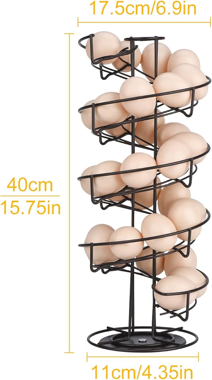 Toplife Spiral Design Metal Egg Skelter Dispenser Rack, Storage Display Rack, Brown