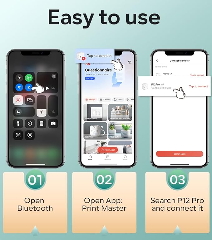 Phomemo P12 PRO Label Maker Machine with Tape, Mini Bluetooth Portable Thermal Labelmaker for Home, Office, Organizing, Kitchen, Wireless Small Label Makers with Multiple Templates, Green
