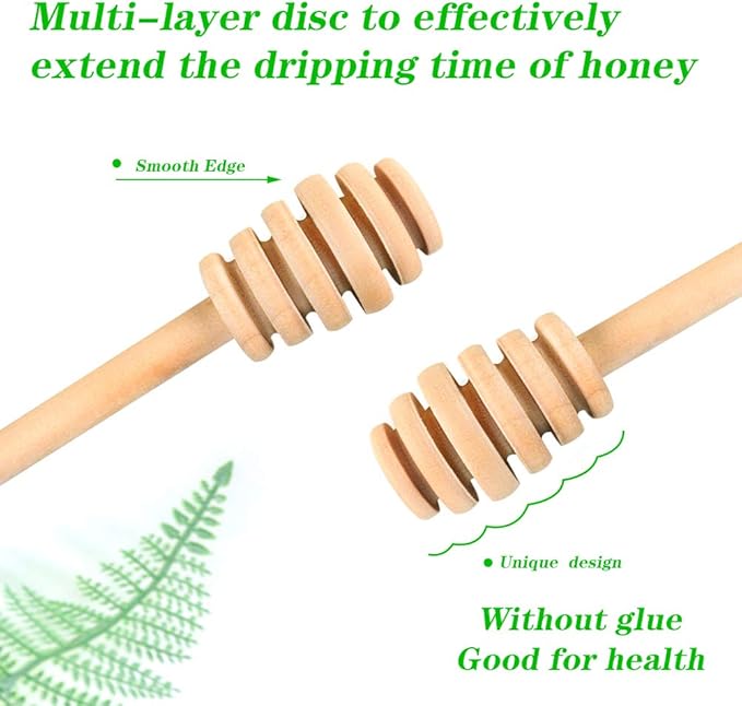 12 Pack Mini Wooden Honey Dipper Sticks, Honey Dippers 6 inch with Individually Wrapped Server for Honey Dispense Drizzle Honey and Wedding Party Favors