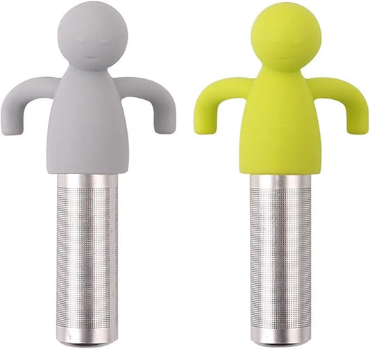 2 Pack Loose Leaf Tea Steeper Fine Mesh Tea Infuser with Silicone Handle Stainless Steel Tea Ball for Loose Tea, Gray and Green