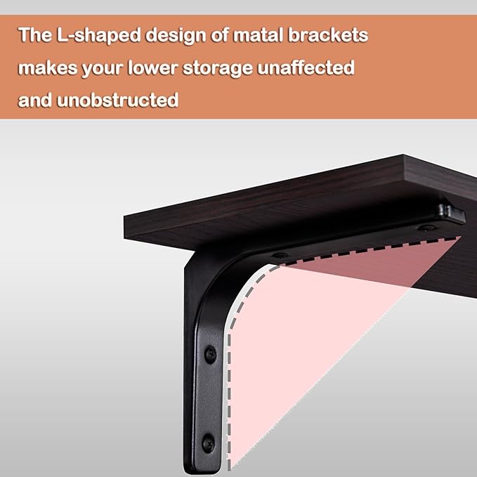 DINZI LVJ Long Wall Shelves, 47.3Inch Wall Mounted Shelves Set of 2, Extra Large Wall Storage Ledges with Sturdy Metal Brackets for Living Room, Bathroom, Bedroom, Kitchen, Espresso