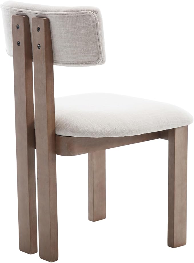 chairus Dining Chairs Set of 4 Linen Fabric Diner Chairs Farmhouse Wood Chairs for Kitchen and Dining Room, Beige