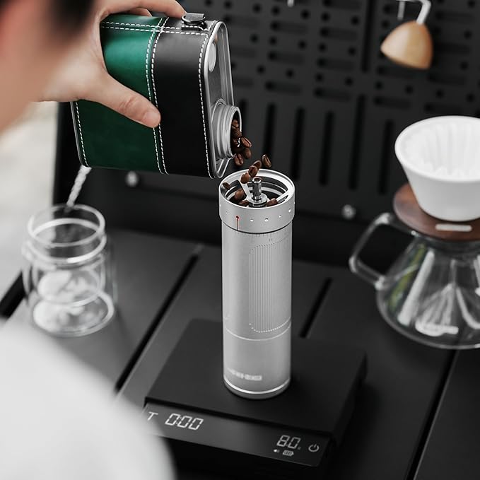 MHW-3BOMBER R3 Manual Coffee Grinder with CNC Stainless Steel Conical Burr and 5 Screen for French Press, Drip, Espresso, External Adjustable, Hand Coffee Bean Grinder with Magnetic Bin, G5934S-OS