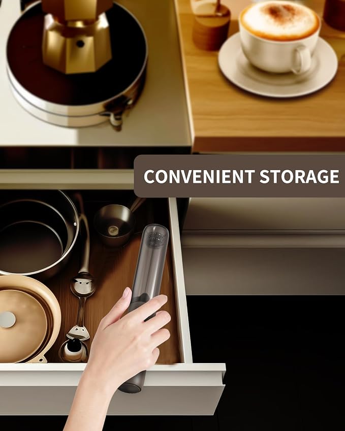 CIRCLE JOY Portable Rechargeable Milk Frother Hanheld, Dual Spring Whisk Electric Coffee Frother Wand Drink Mixer for Matcha Lattes Cappuccino, Kitchen Gifts, Brown