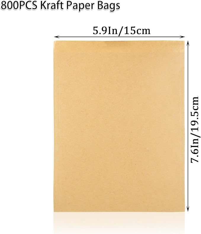 800 Pack Wax Paper Sandwich Bags 8x6 inch Wax Paper Bags, Greaseproof Bag Paper Cookie Bags Bakery Wax Bag for Food, Sandwich, Snacks, Cookie, Candies and More