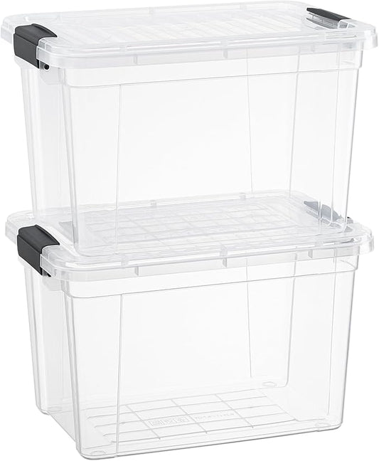 Superio Clear Storage Boxes with Lids, 8.75 Quart Plastic Container Bins for Organizing, Stackable Crates, BPA Free, Non Toxic, Odor Free, Organizers for Home, Office, School, and Dorm, 2 Pack