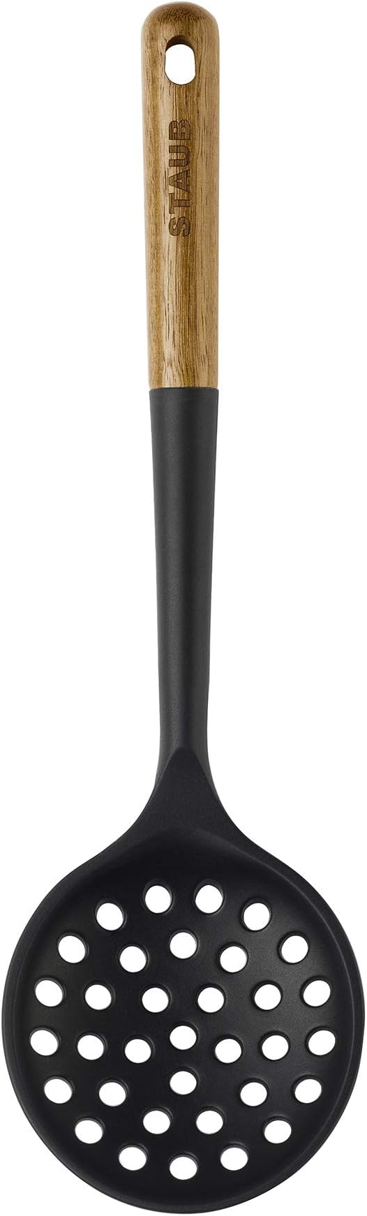 STAUB Skimmer Spoon, Perfect for Straining or Lifting Meat and Veggies from Broth, Durable BPA-Free Matte Black Silicone, Safe for Nonstick Cooking Surfaces