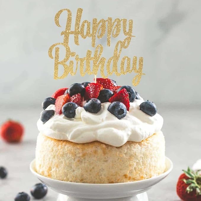 Happy Birthday cake topper - 1/10/13/15/16th gold cake topper, 1st/21st birthday party cake Happy Birthdays,30/40/50/60/70/80/90/100th happy birthday cake topper