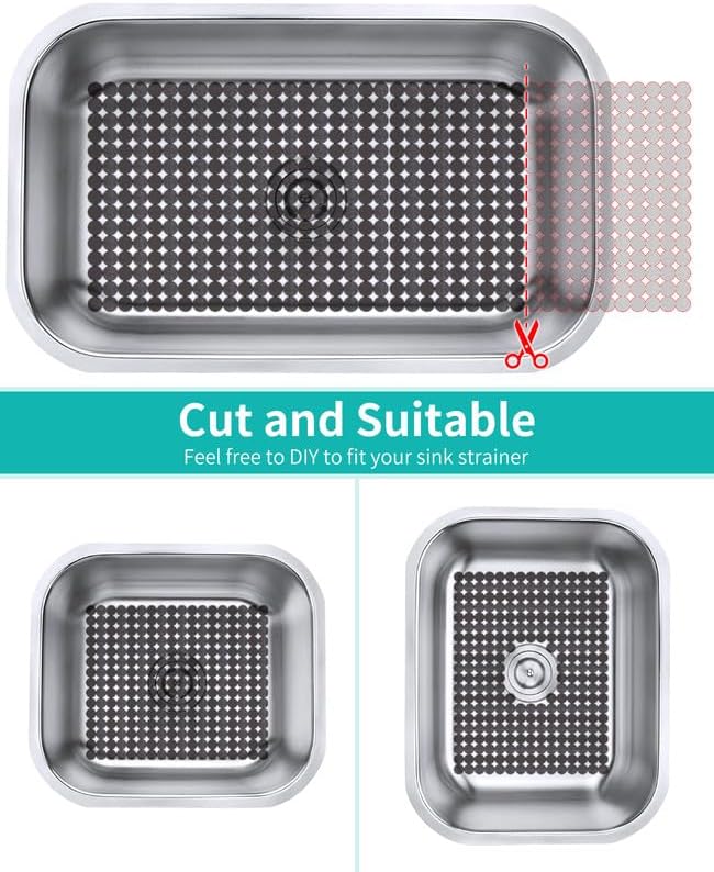 Bligli 2-Pack Kitchen Sink Mat: PVC Adjustable Sink Protector | Sink liner Pad | Dish Drying Mats, Easy to Clean & DIY Cut | 15.7 x 11.8 inch (Grey)