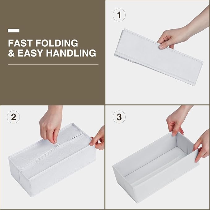 DIMJ Drawer Organizer Clothes, 18 Pack Dresser Organizer, Foldable Closet Organizers and Storage, Fabric Bins, Drawer Dividers for Nursery, Baby Clothes, Underwears, Sock (White)