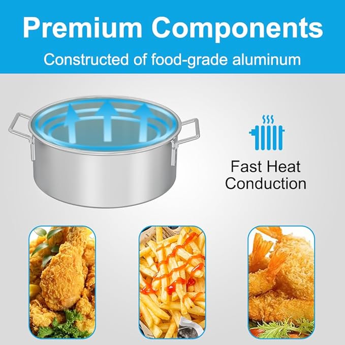 10QT Outdoor Fish Fryer Kit – Heavy-Duty Aluminum Pot, 6.7QT Basket, Propane Deep Fryer with 0-10 PSI Regulator & Steel Frame – Ideal for Seafood & More