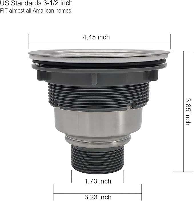 3-1/2-Inch Kitchen Sink Drain Strainer Assembly Kit, GZILA Deep Waste Basket Strainer with Sealing Lid Sink Stopper, 304 Stainless Steel Brushed Nickel