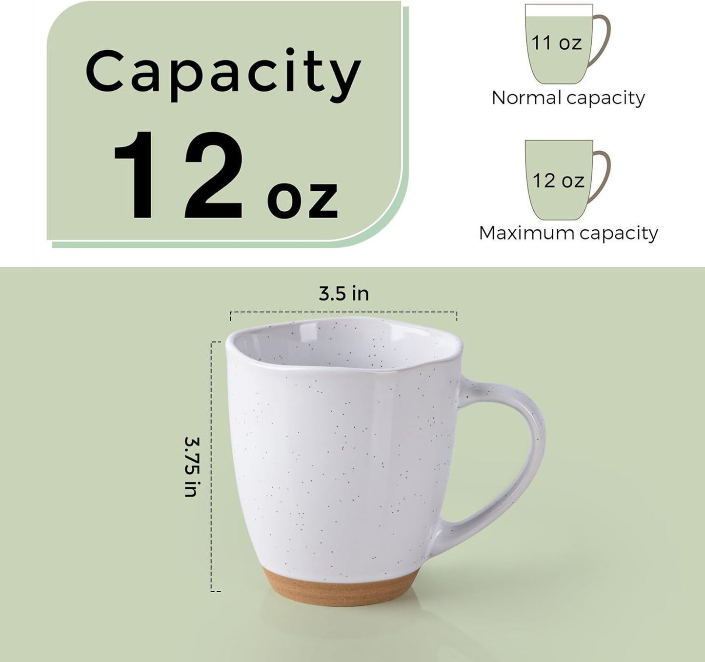 AmorArc 12oz Coffee Mugs, Ceramic Coffee Mugs set of 4 for Man, Woman, Dad, Mom, Modern Coffee Cups with handle for Latte/Cappuccino/Milk/Cocoa. Dishwasher&Microwave Safe, White
