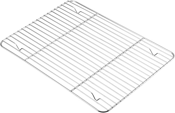 P&P CHEF Baking Cooling Rack Set for Cooking Roasting, 4-Piece Stainless Steel Wire Racks for Oven Use, Healthy & Dishwasher Safe, Rectangle, 11.6 Inch