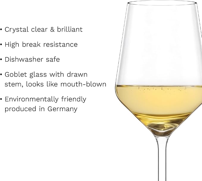 Stölzle Lausitz White Wine Glasses Set of 6 (Revolution). Dishwasher Safe, Lead-Free Crystal Luxury Wine Glass (12.25 fl oz). Durable Long Stem Wine Glasses - Genuine Stölzle Wine Glass Set