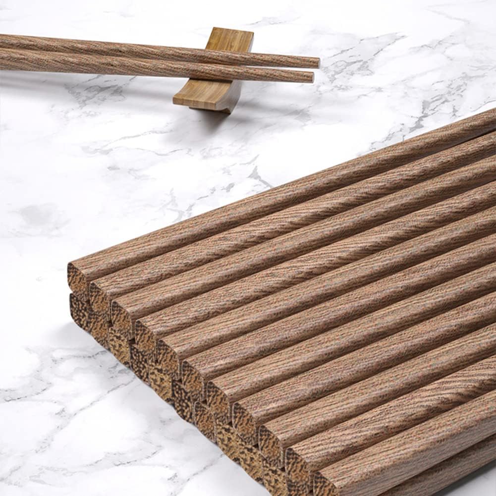 M.G Reusable Wooden Chopsticks,10 Pairs Wenge Wood Chop Sticks,for Chinese Japanese Korean Cuisine, Dishwasher safe(9.8 inches)