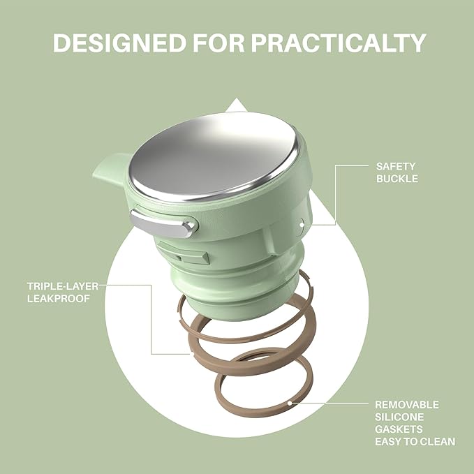 IDEUS Thermal Coffee Carafe 68oz (2,000ml), Stainless Steel Double Wall Insulated Vacuum Flask, Water Jug Coffee Server and Beverage Dispenser, Heat and Cold Retention (Avocado, 68oz (2,000ml))