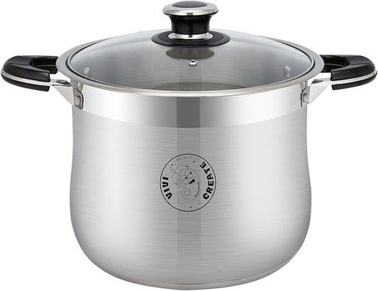 Vivicreate Stainless Steel Stock Pot with Lid for Induction Cooking Boiling Pasta Stew Soup Large Capacity Cookware Pots with Handles for Kitchen Spaghetti Olla Olla de Acero Inoxidable (27.5 QT)