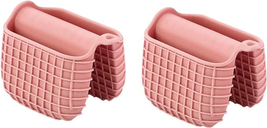 Mini Silicone Oven Mitts Set, Oven Mitts Heat Insulation, Oven Gloves for Kitchen Cooking and Baking, Protecting Fingers Mini Oven Hand Clips are Sold in Pairs (Pink)