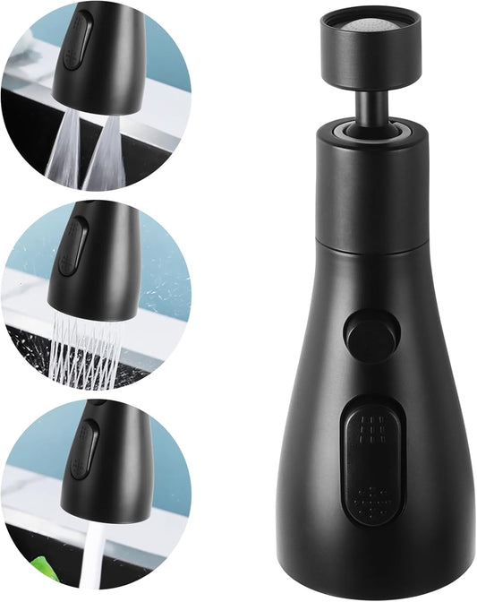 3 Function Sink Faucet Extender, Kitchen Faucet Sprayer Head Replacement, Kitchen Swivel Spray Spout Part Connector,Faucet Sprayer Nozzle, Rotating Robotic Arm Faucet Extension- Black
