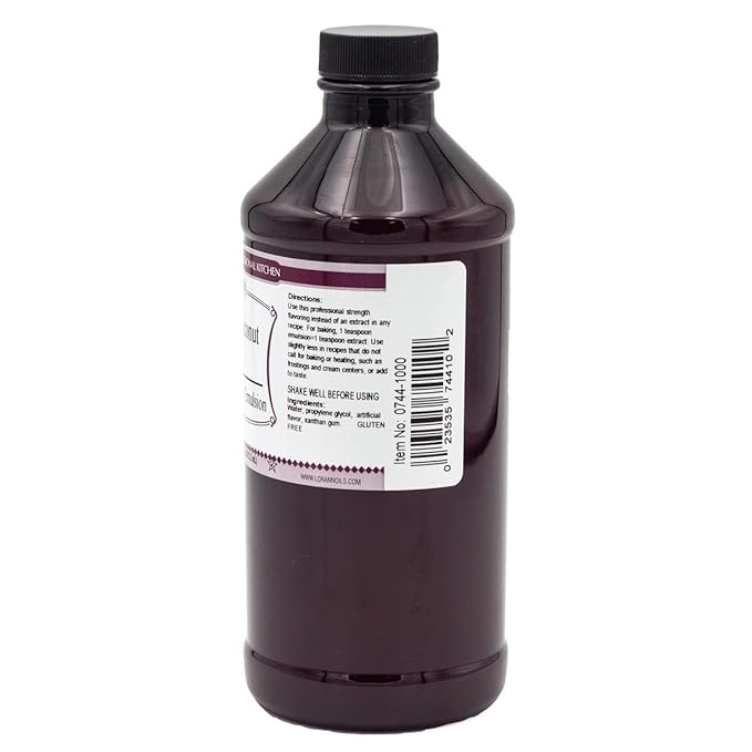 LorAnn Oils Coconut Bakery Emulsion: True Essence, Ideal for Boosting Fruit Tones in Cakes, Cookies & Desserts, Gluten-Free, Keto-Friendly, Extract Substitute Essential for Your Kitchen, 16 Oz
